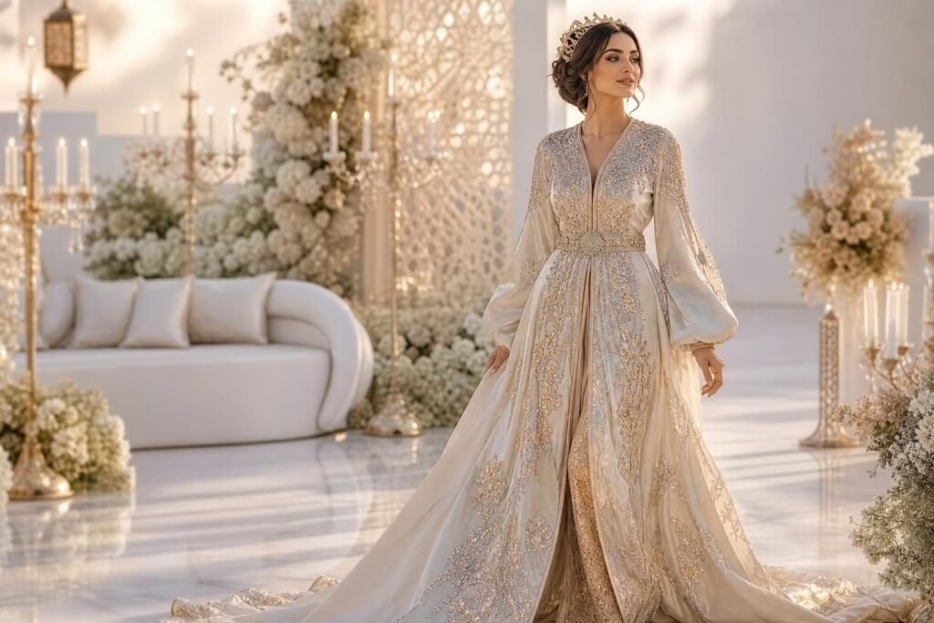 découvrez notre collection exclusive de caftans mariage 2026 et trouvez le modèle parfait pour sublimer votre grand jour avec élégance et tradition.